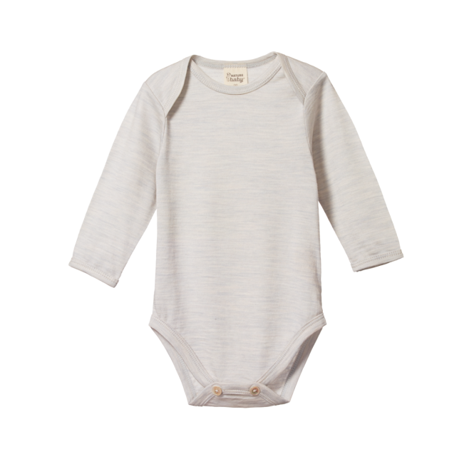 Nature Baby Merino Long Sleeve Bodysuit Grey Marl