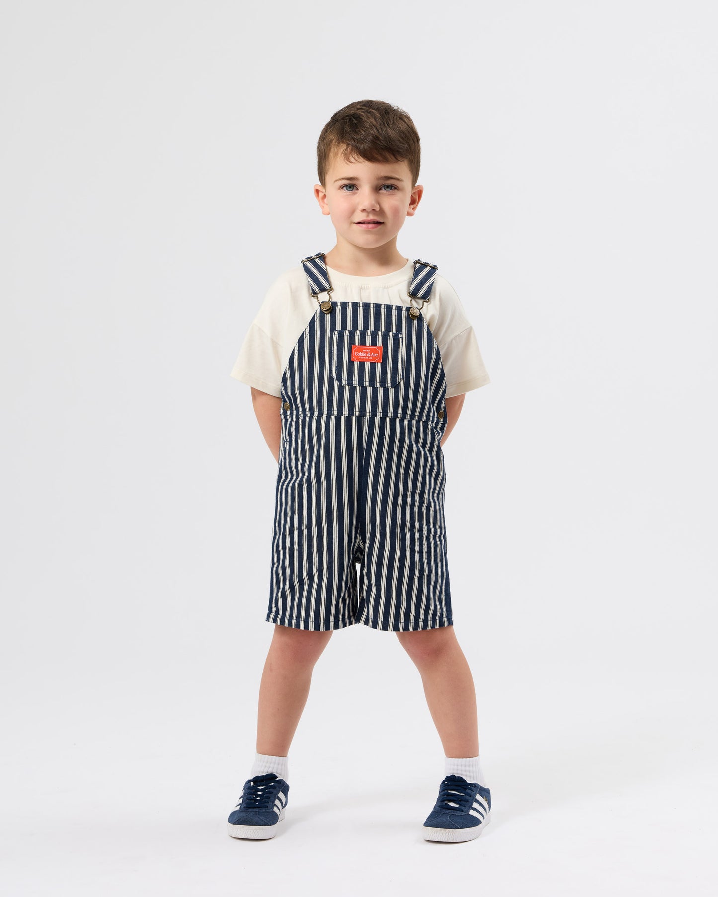Goldie + Ace Railroad Stripe Burton Overalls