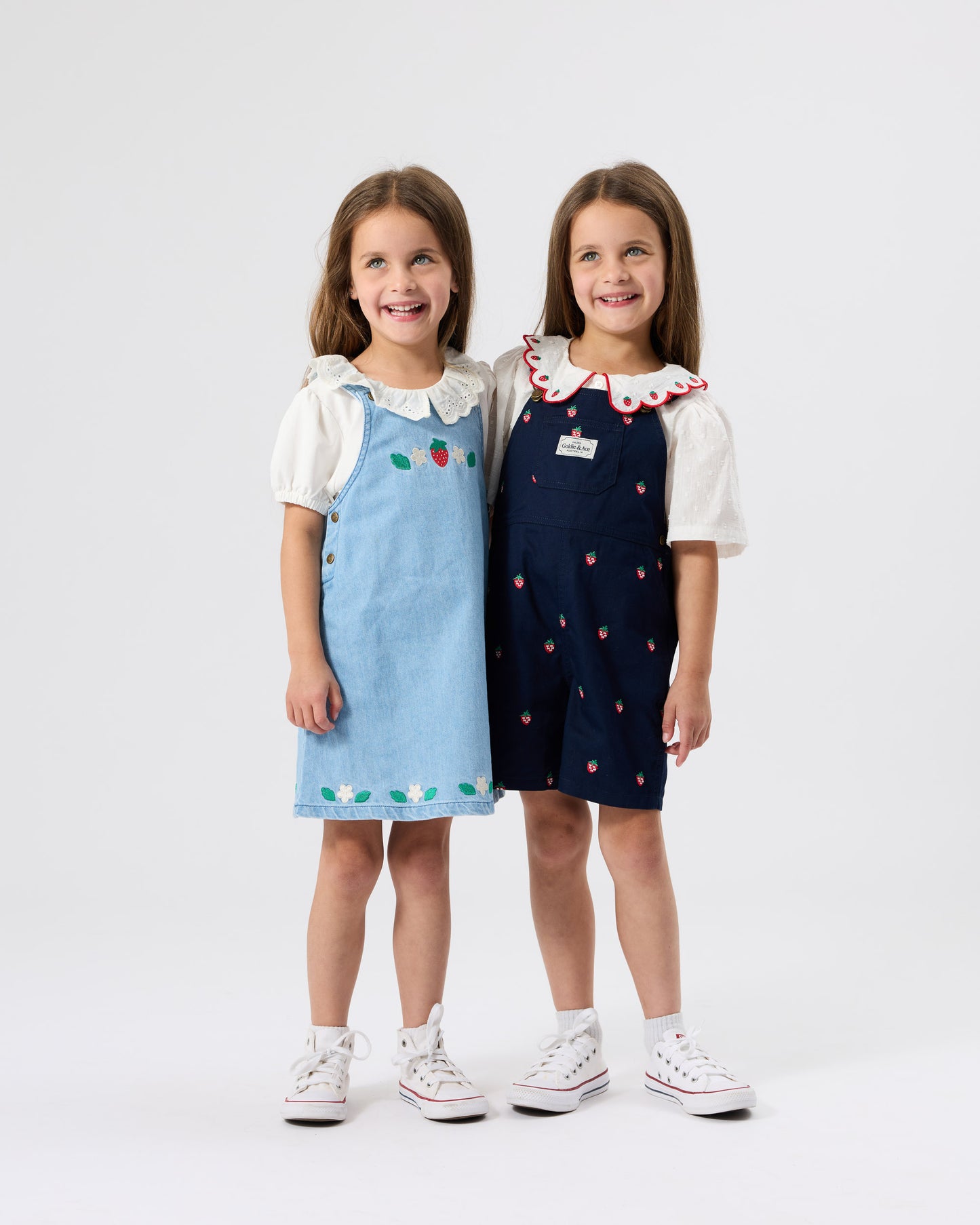 Goldie + Ace Mini Strawberry Embroidered Burton Overalls