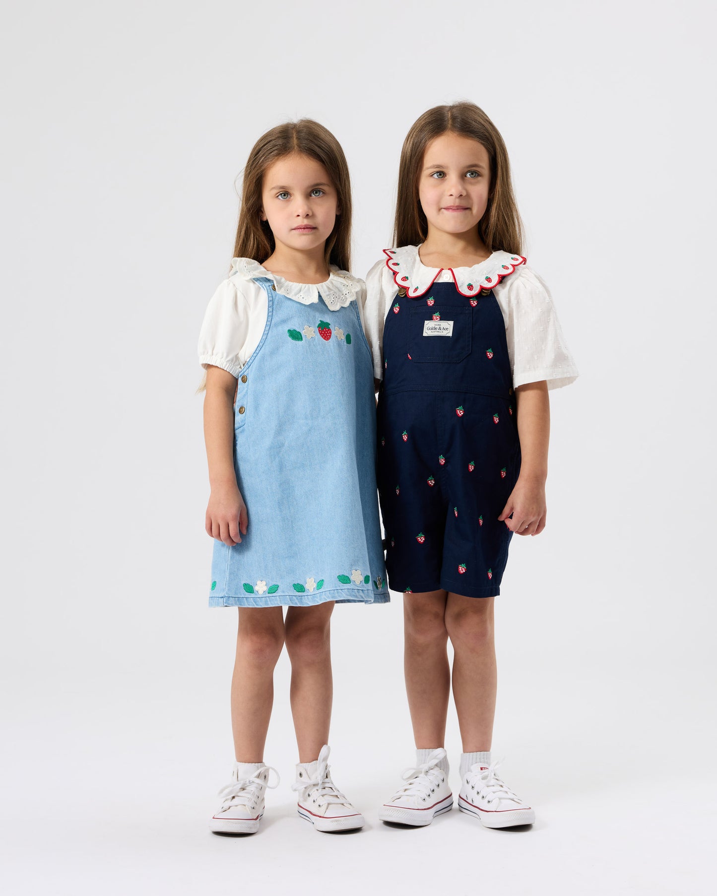 Goldie + Ace Mini Strawberry Embroidered Burton Overalls