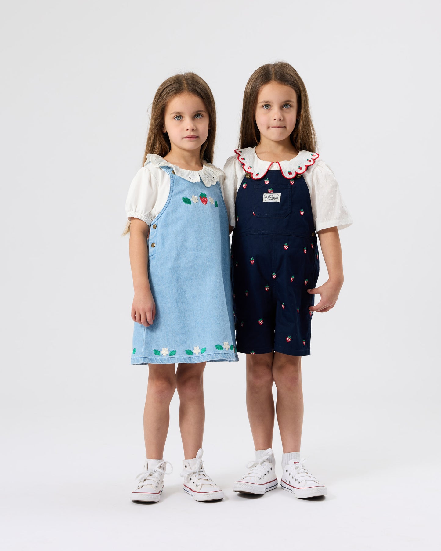 Goldie + Ace Mini Strawberry Embroidered Burton Overalls