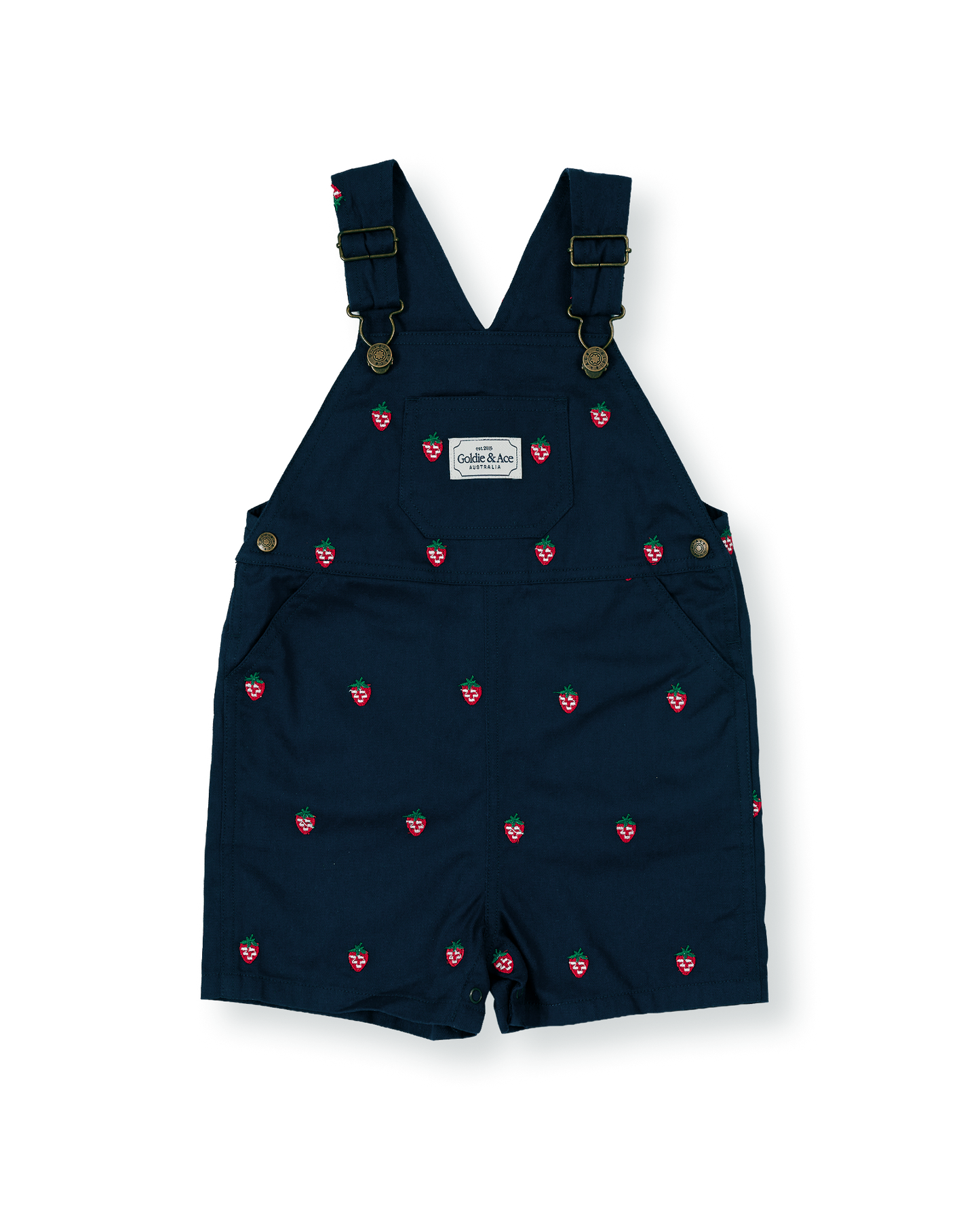 Goldie + Ace Mini Strawberry Embroidered Burton Overalls