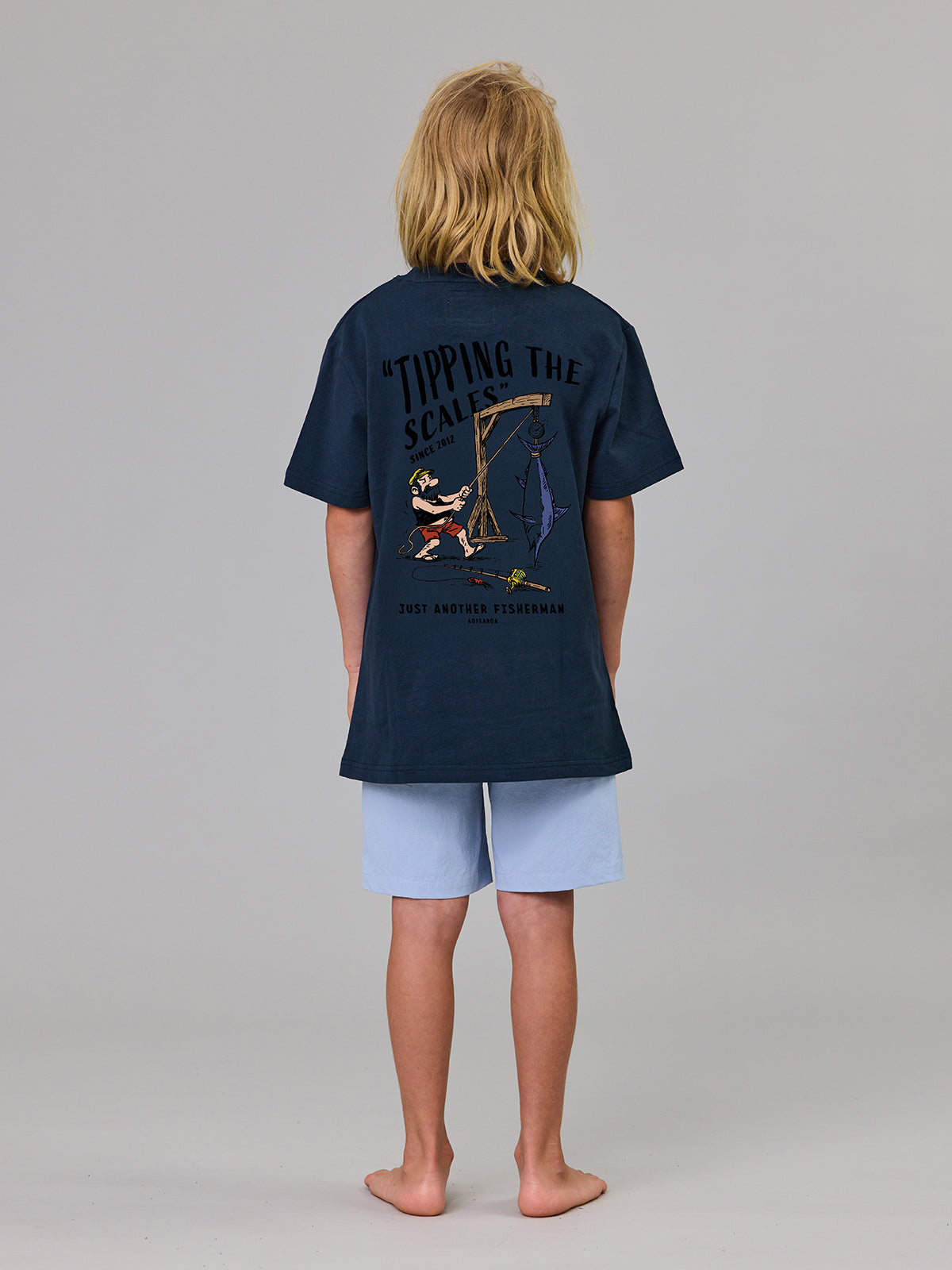 Just Another Fisherman Mini Tipping The Scales Short Sleeve Tee Navy