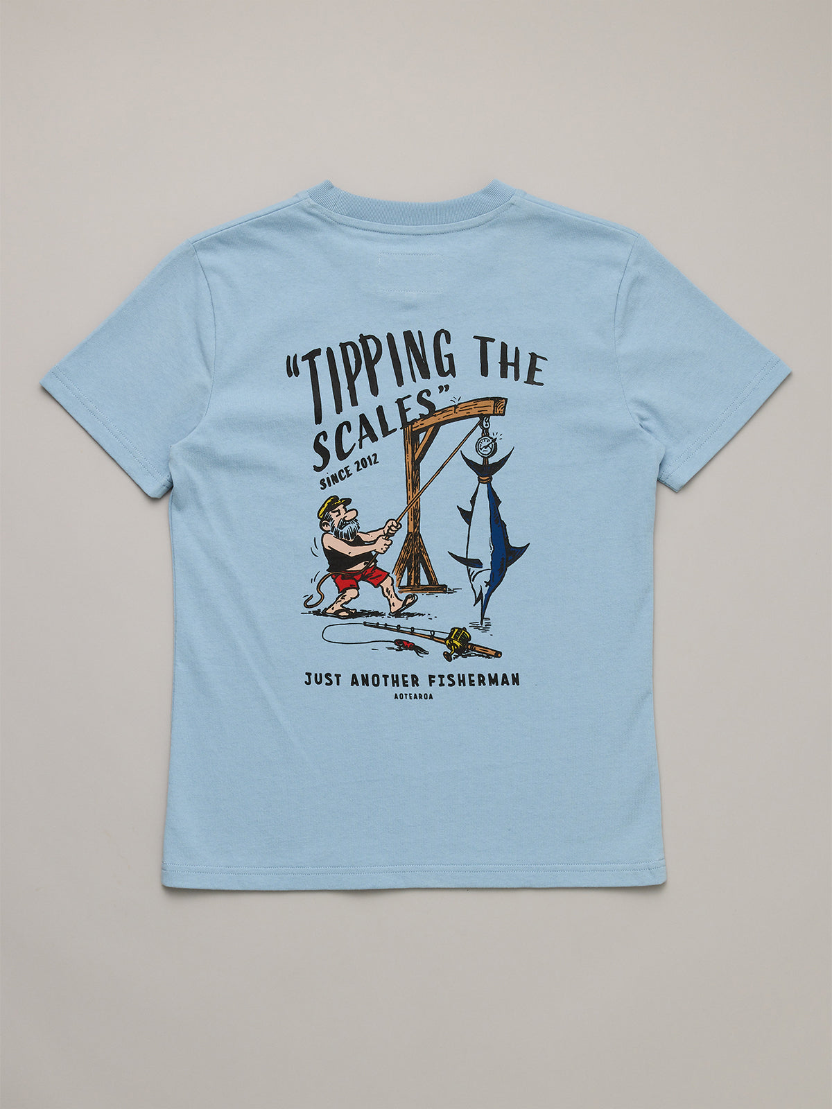 Just Another Fisherman Mini Tipping The Scales Short Sleeve Tee Washed Blue