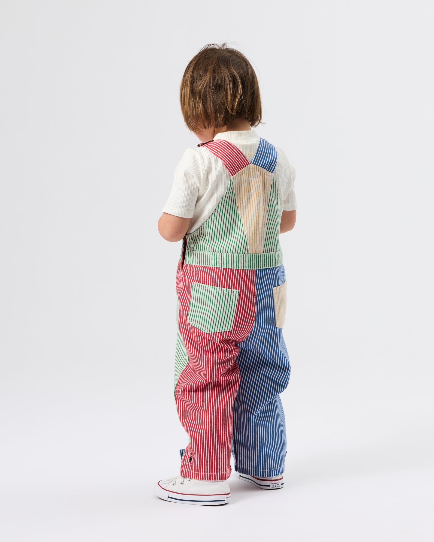 Goldie + Ace Patchwork Stripe Blake Overalls