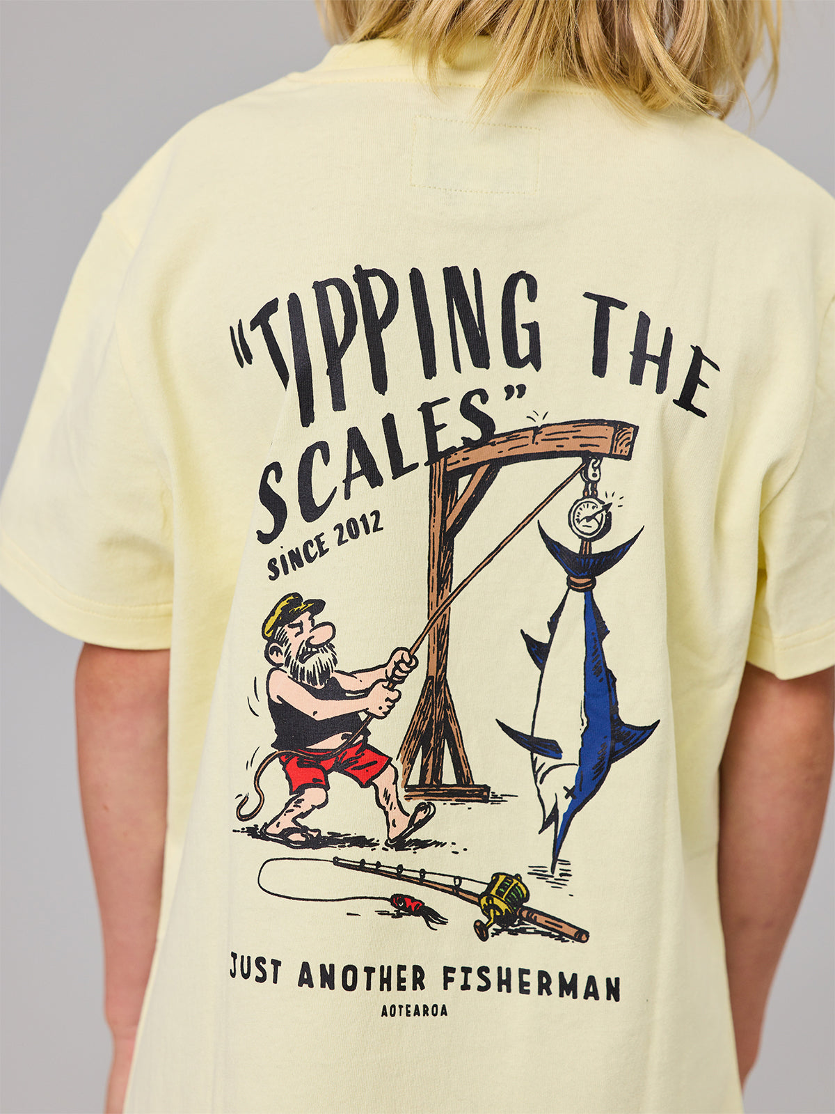 Just Another Fisherman Mini Tipping The Scales Short Sleeve Tee Dawn Yellow