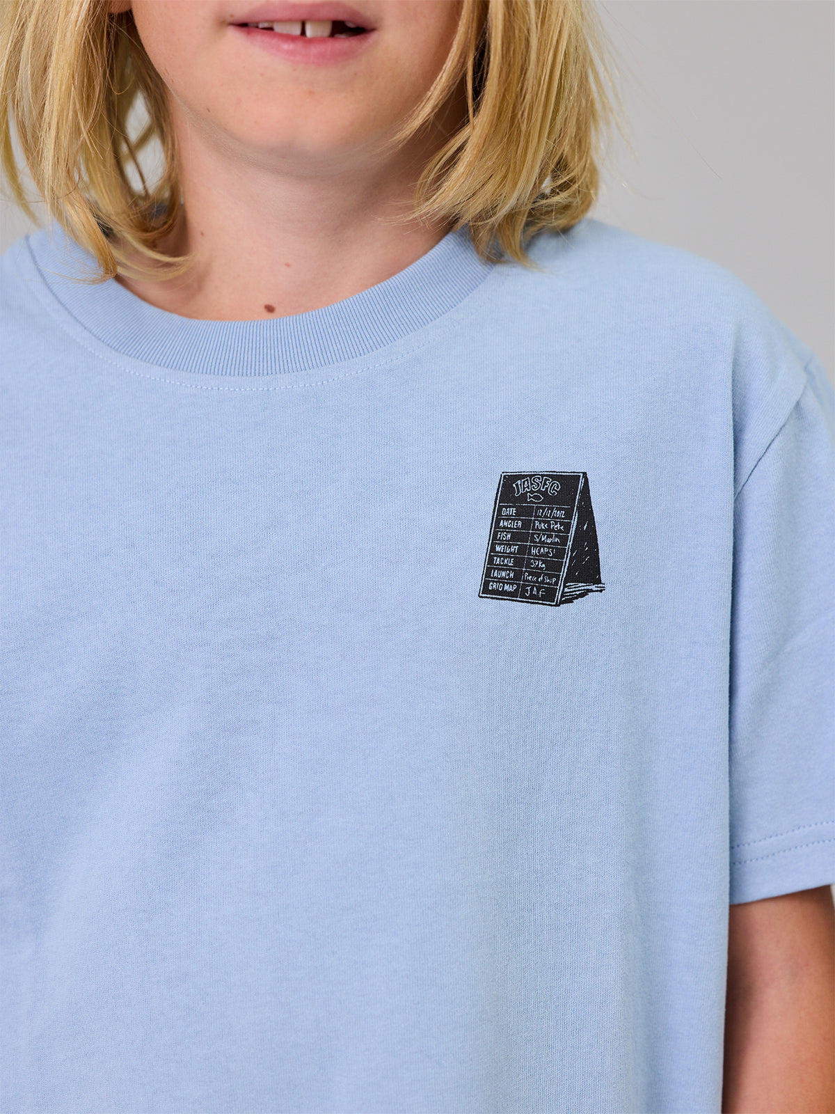 Just Another Fisherman Mini Tipping The Scales Short Sleeve Tee Washed Blue
