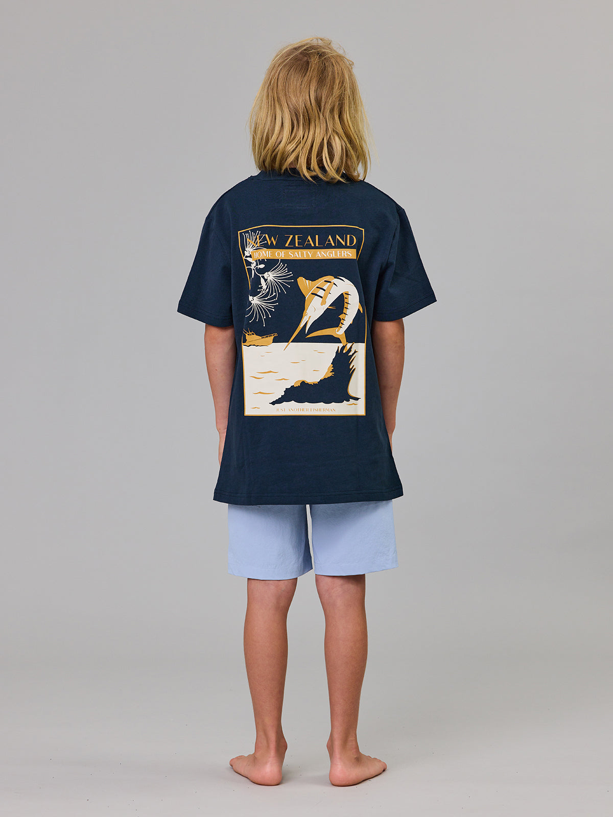 Just Another Fisherman Mini Salty Anglers Short Sleeve Tee Navy