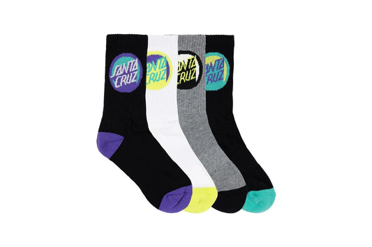 Santa Cruz Bold Shadow Dot Crew Sock 4pack Black | White |  Marle
