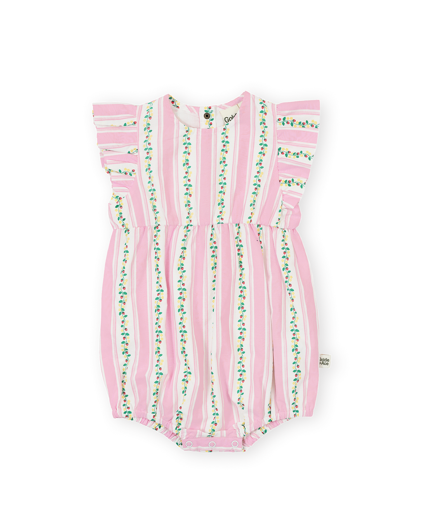 Goldie + Ace Antique Stripe Strawberry Lani Romper