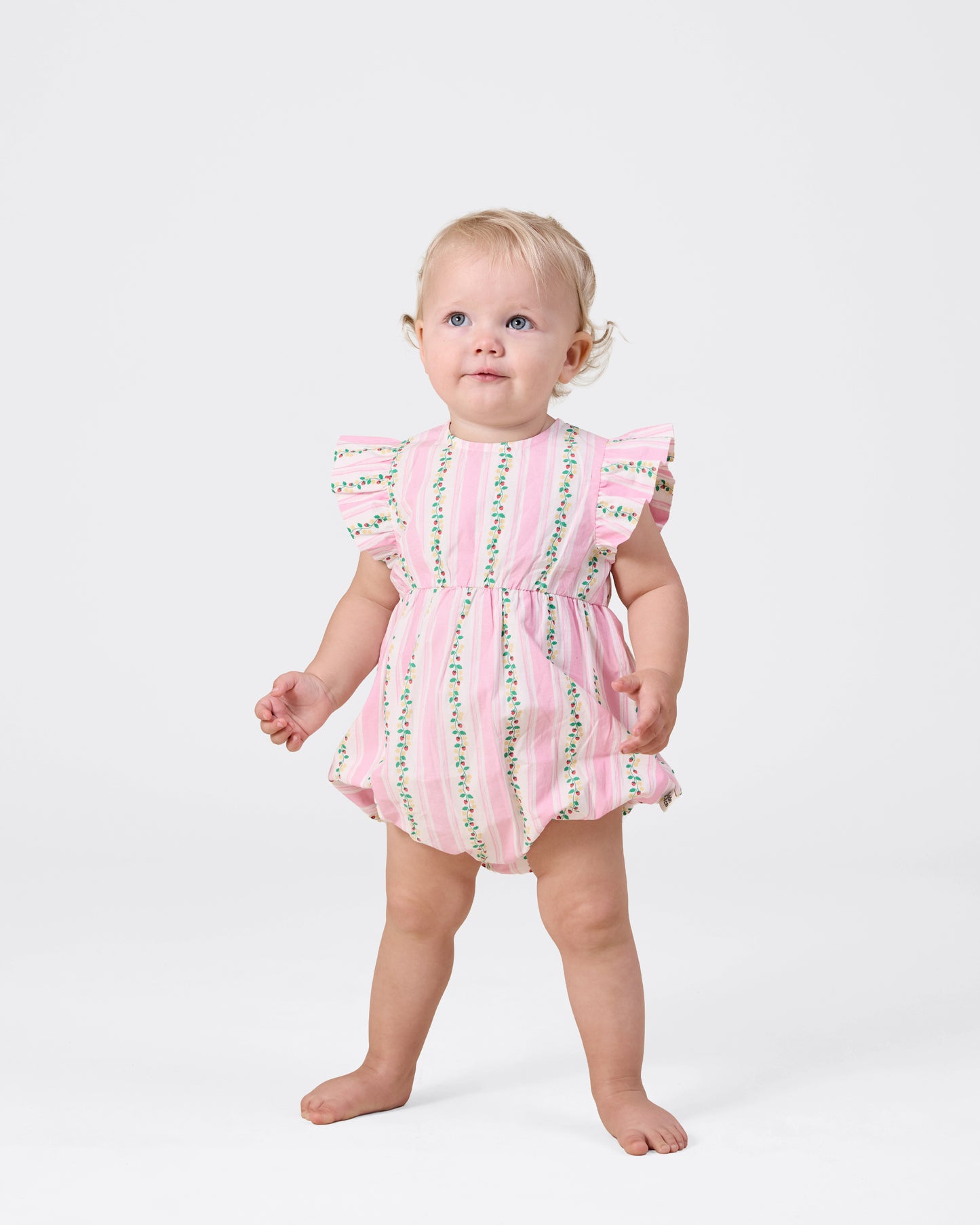 Goldie + Ace Antique Stripe Strawberry Lani Romper