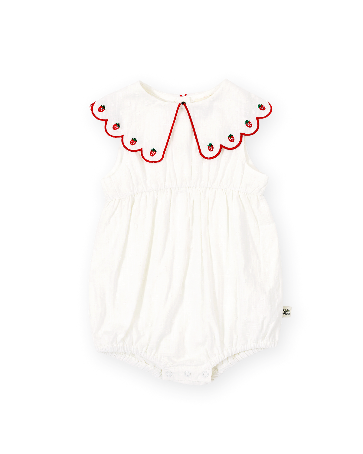Goldie + Ace Scallop Collar Strawberry Romper
