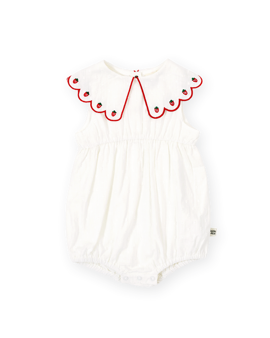 Goldie + Ace Scallop Collar Strawberry Romper