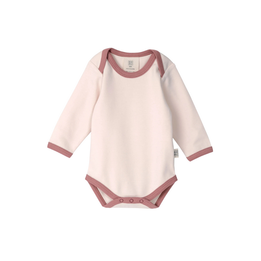 Babu Organic Long Sleeve  Bodysuit Petal Contrast
