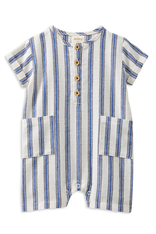 Milky Stripe Linen Romper