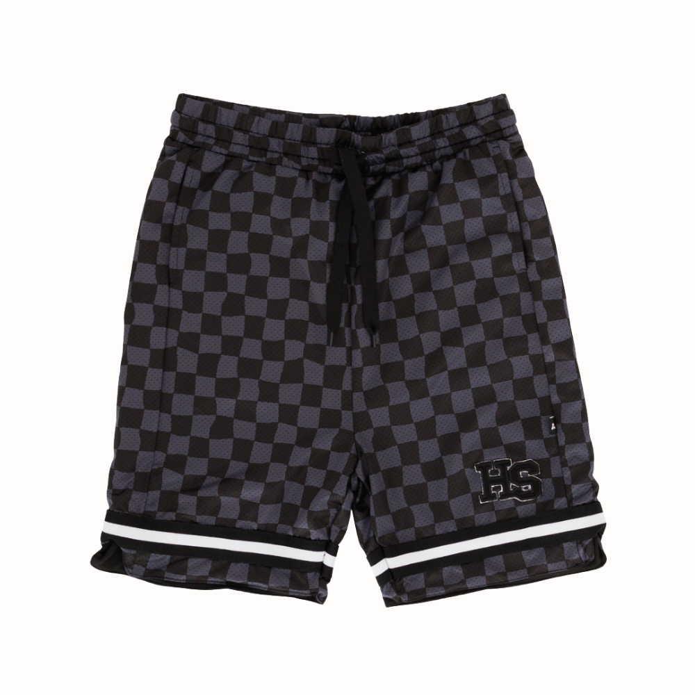 Hello Stranger Varsity Short Black Grey Check