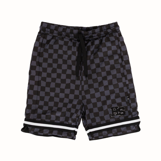 Hello Stranger Varsity Short Black Grey Check