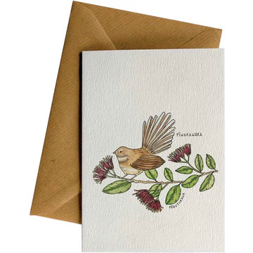 Pīwakawaka Pōhutukawa Greeting Card