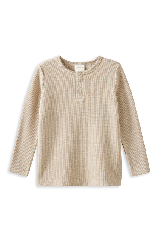 Milky Drift Waffle Henley Natural
