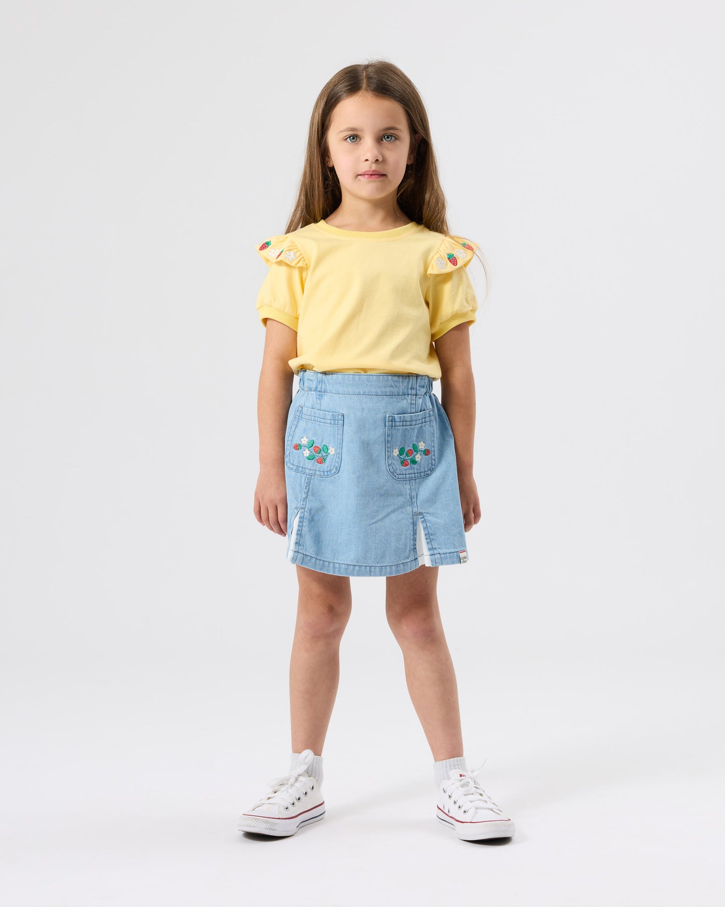 Goldie + Ace Flounce Shoulder Strawberry Top