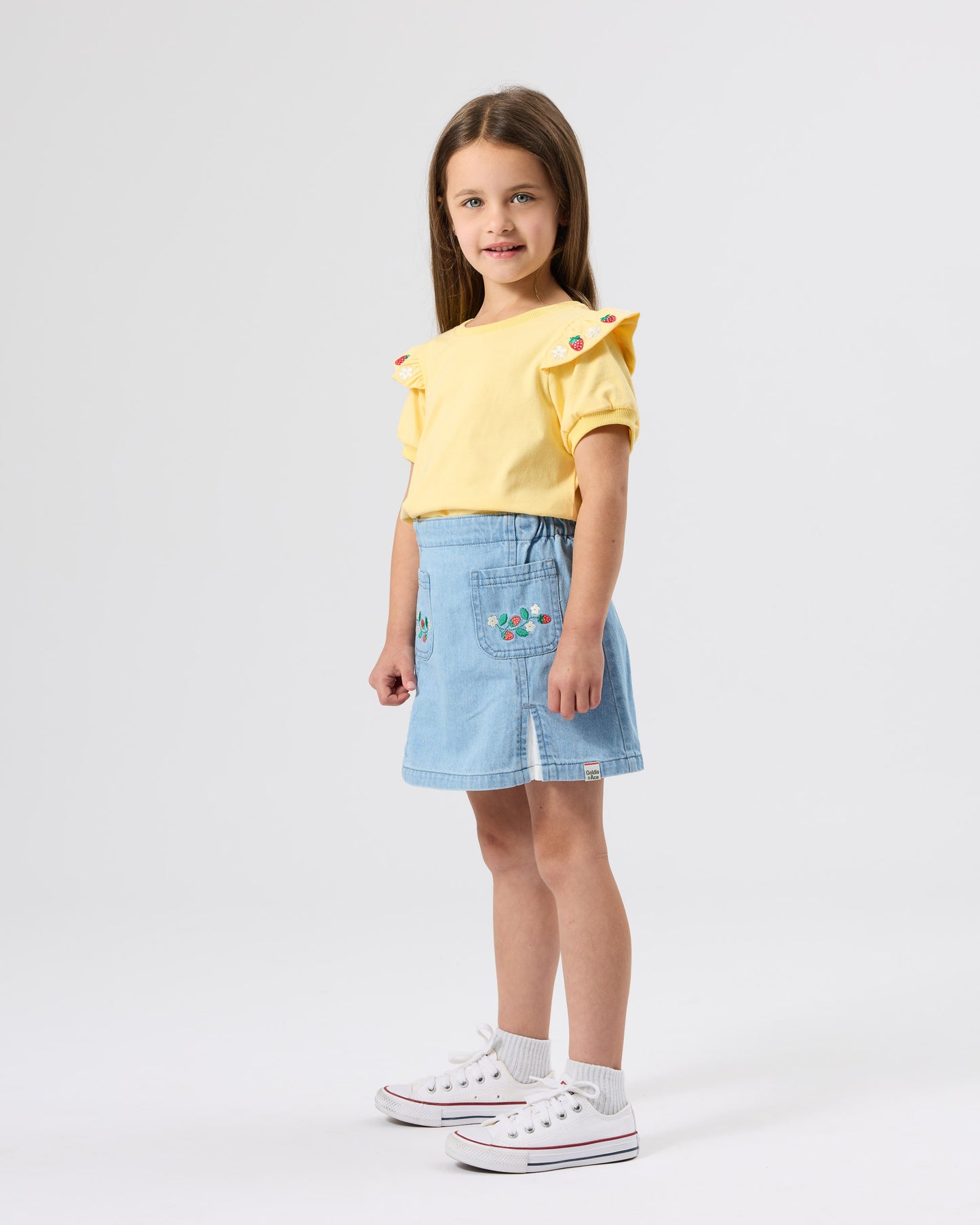 Goldie + Ace Flounce Shoulder Strawberry Top