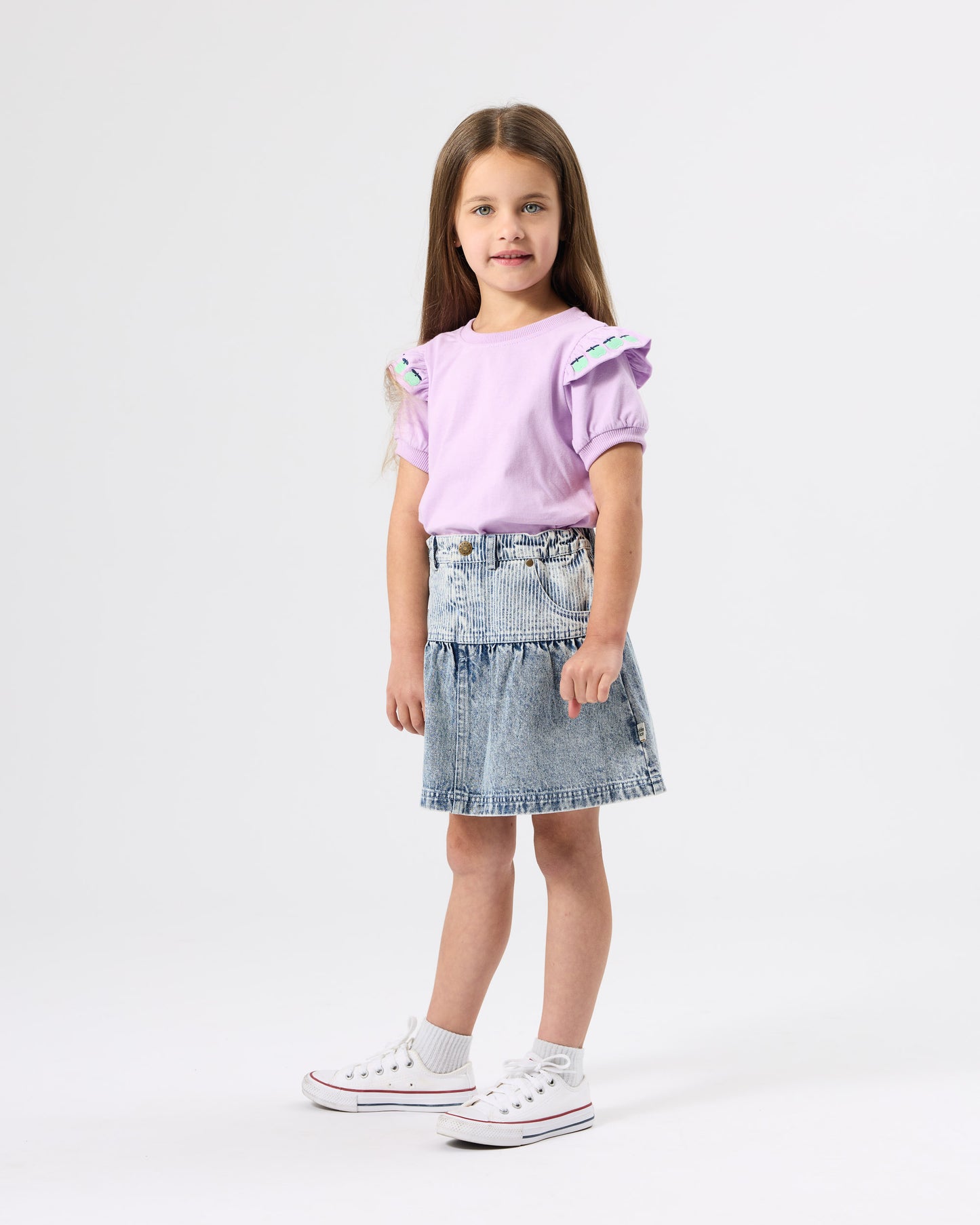 Goldie + Ace Flounce Shoulder Apple Top