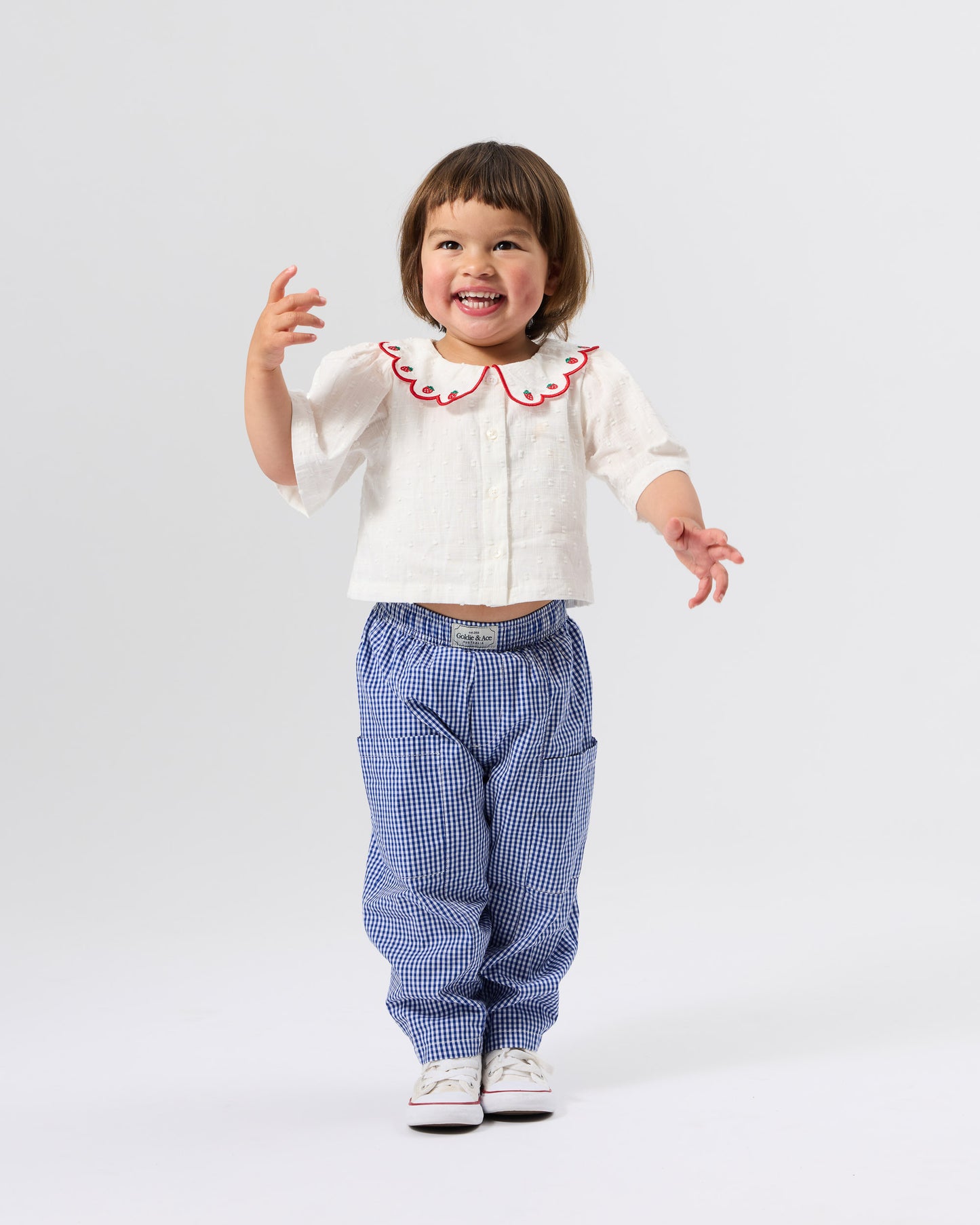 Goldie + Ace Lightweight Check Kit Pocket Pant Blue