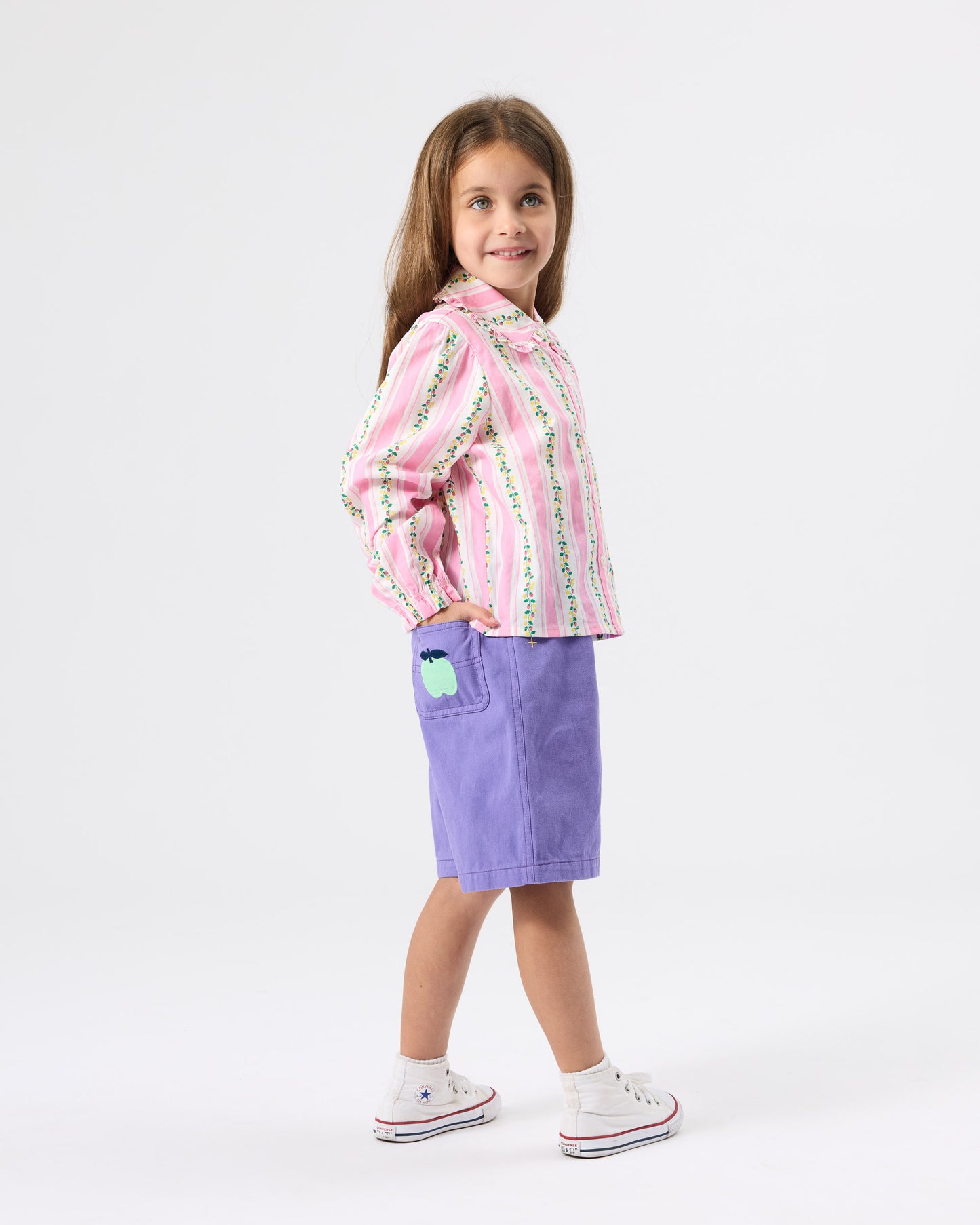Goldie + Ace Wide Leg Apple Denim Shorts