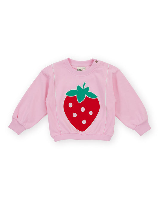 Goldie + Ace Jumbo Strawberry Piped Sweater Pink