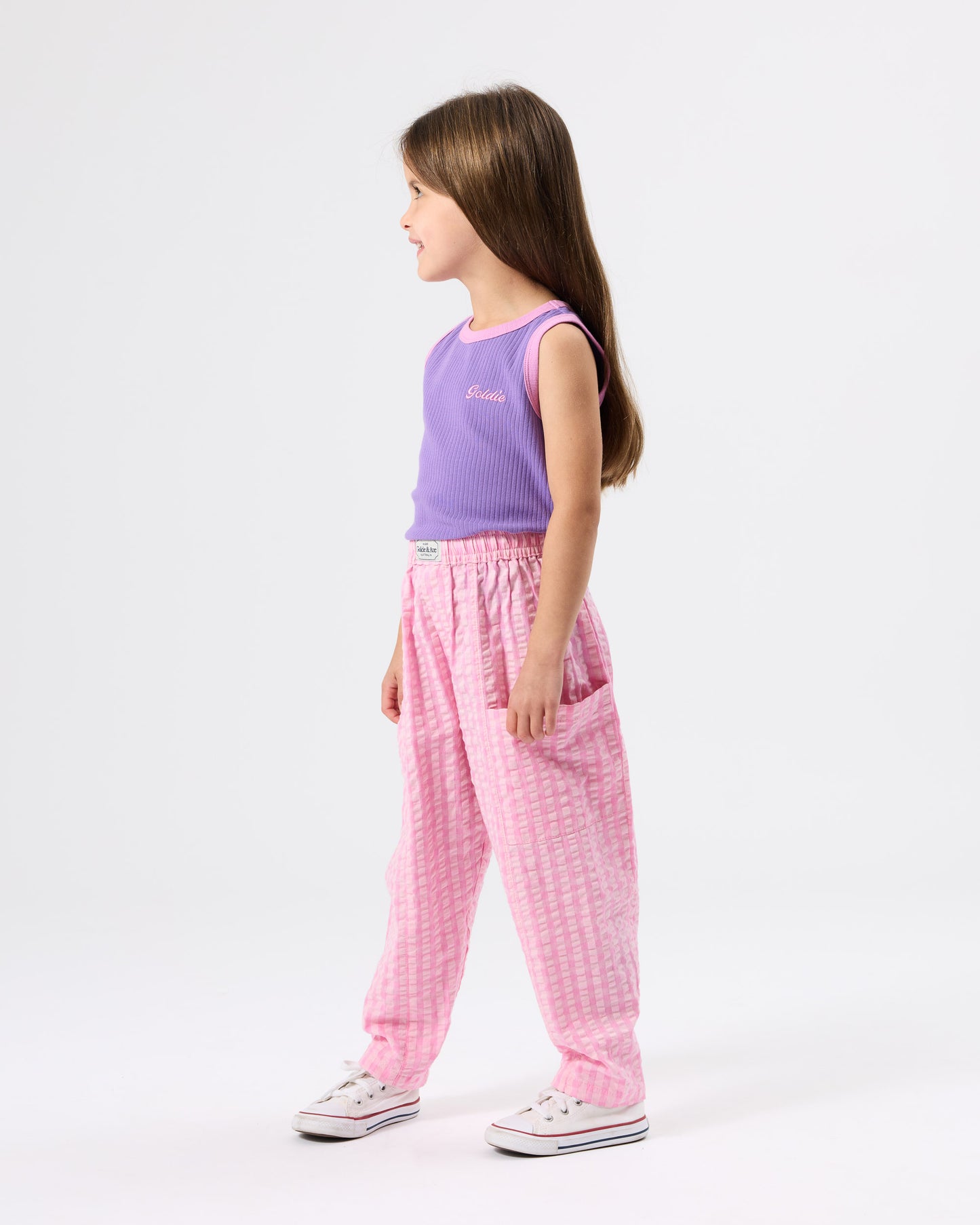Goldie + Ace Embroidered Colour Pop Rib Singlet Purple