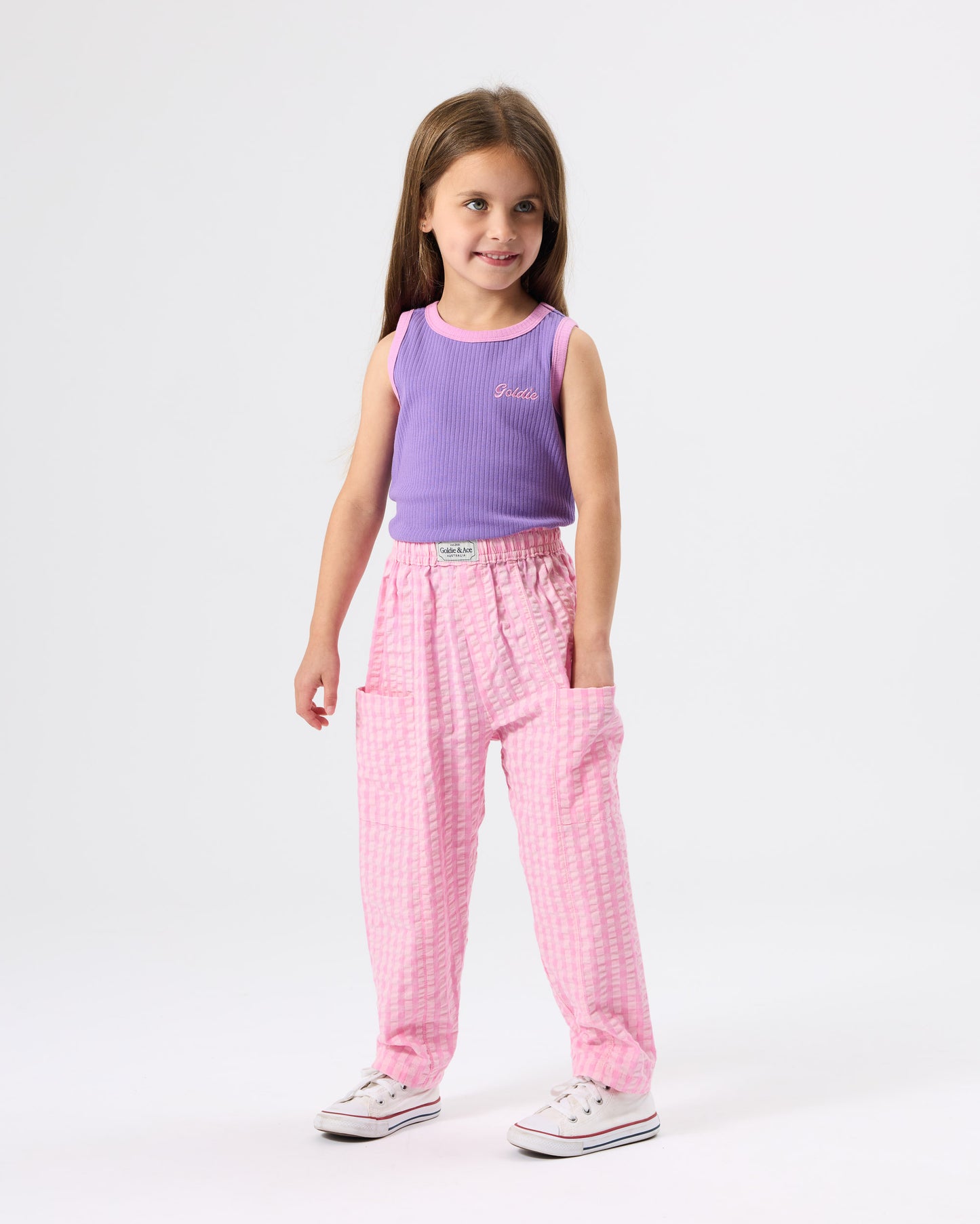 Goldie + Ace Embroidered Colour Pop Rib Singlet Purple