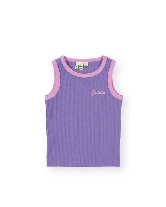Goldie + Ace Embroidered Colour Pop Rib Singlet Purple