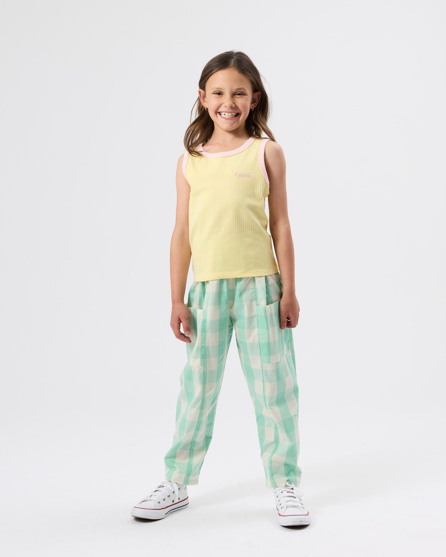 Goldie + Ace Embroidered Colour Pop Rib Singlet Yellow