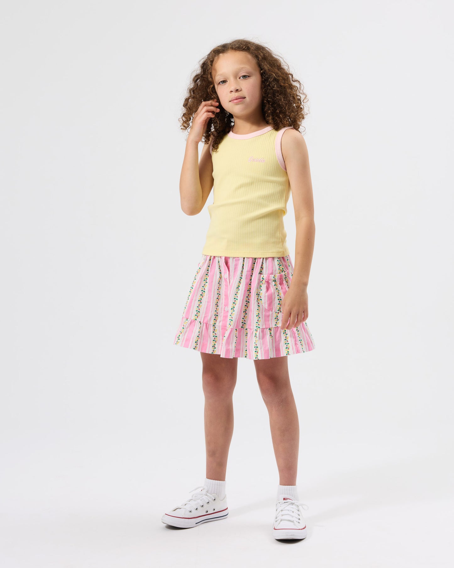Goldie + Ace Antique Stripe Strawberry Peplum Skirt