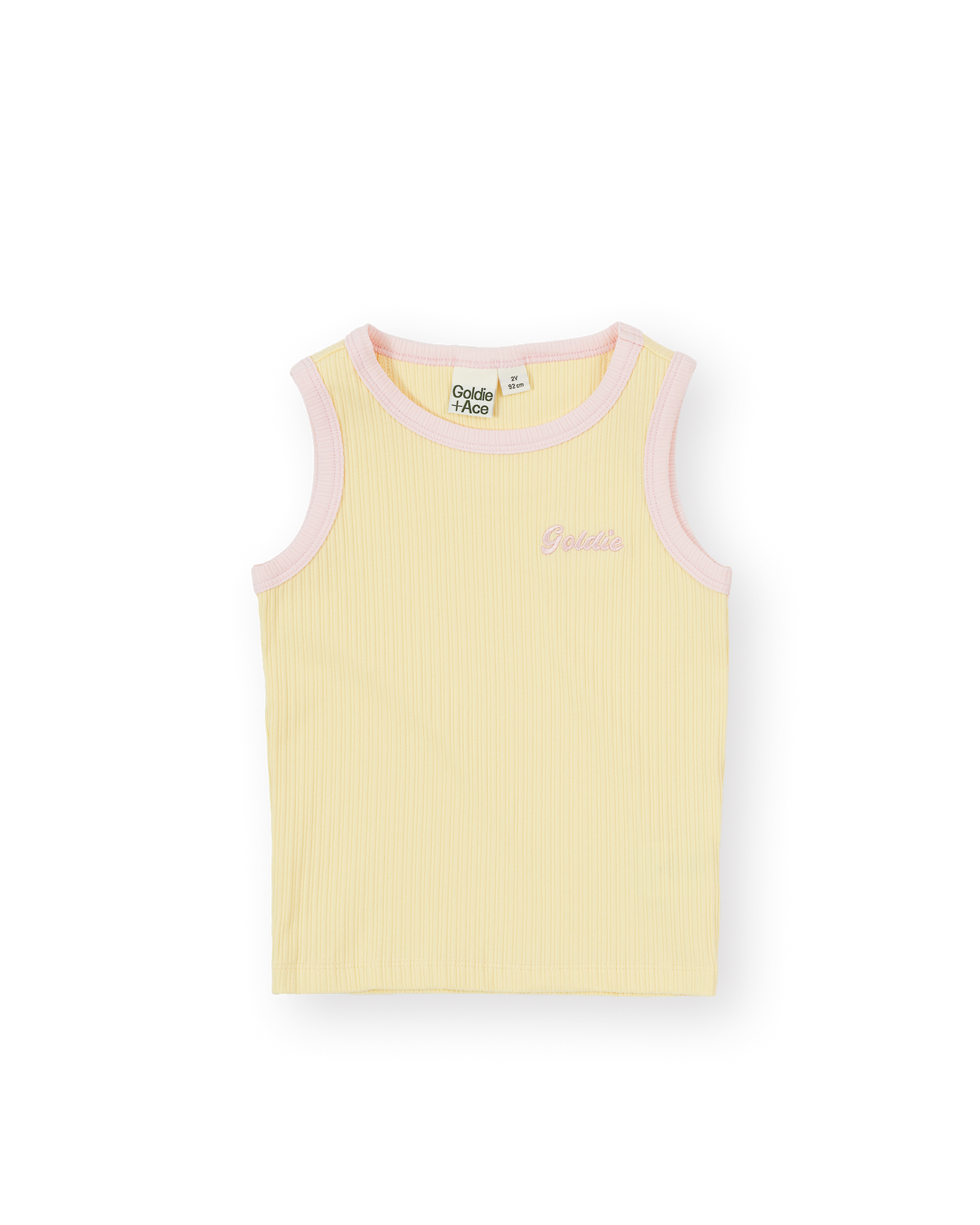 Goldie + Ace Embroidered Colour Pop Rib Singlet Yellow