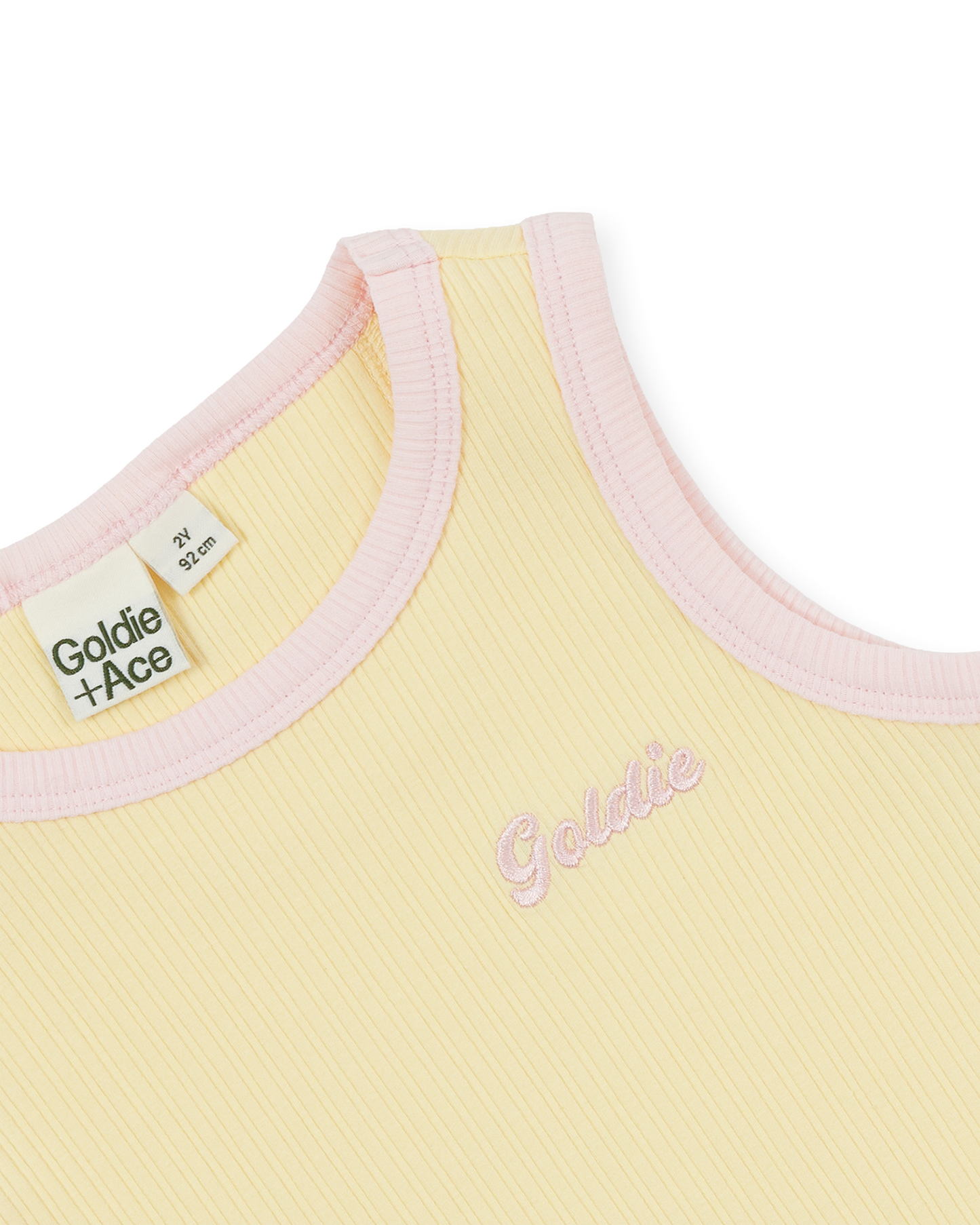 Goldie + Ace Embroidered Colour Pop Rib Singlet Yellow
