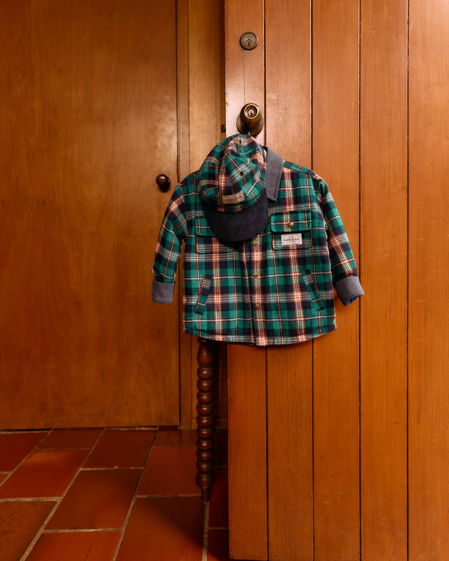 Goldie + Ace Check Padded Shacket Green Check