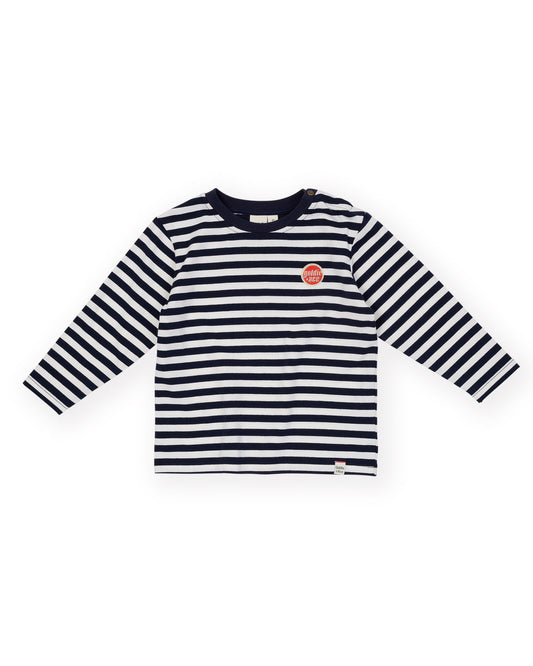 Goldie + Ace Essential Stripe Logo Long Sleeve Top Navy | Antique | White