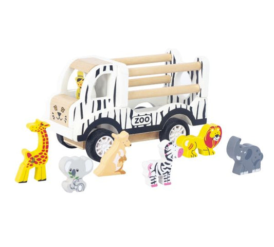 Wooden Pullback Zoo Truck