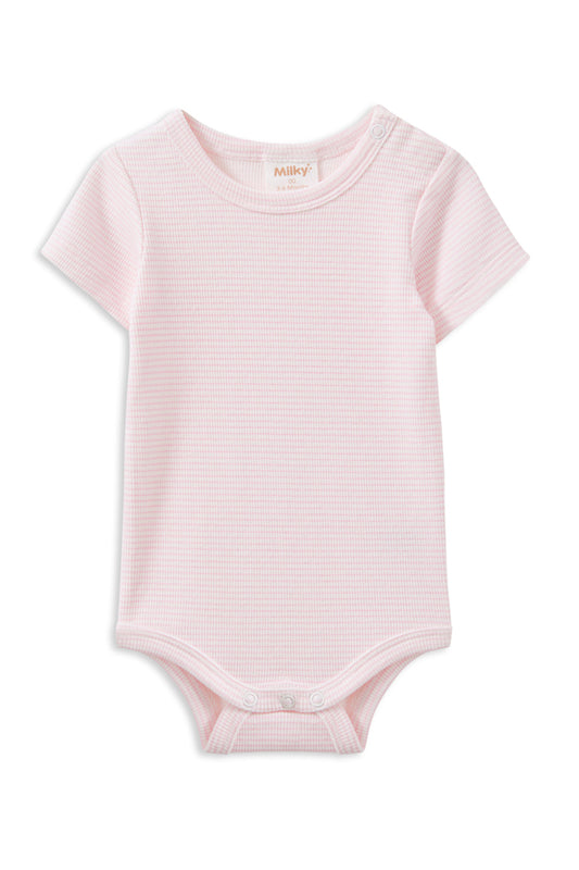 Milky Pink Stripe Rib Bubbysuit