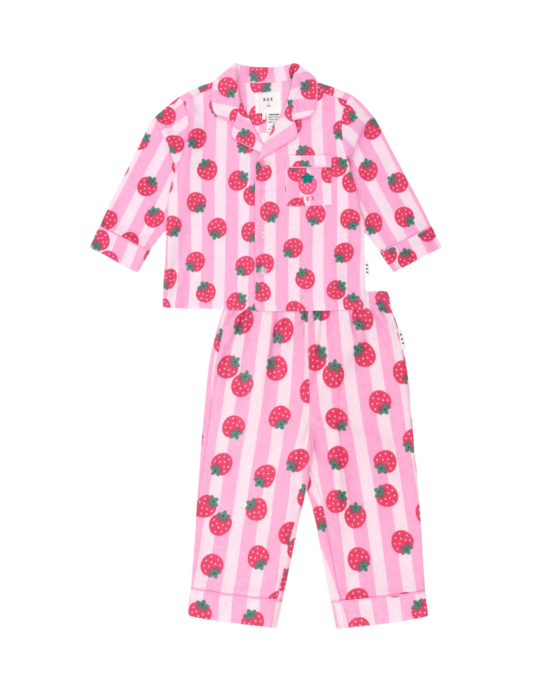 Huxbaby Strawberry Fields Forever Stripe Flannel PJ's
