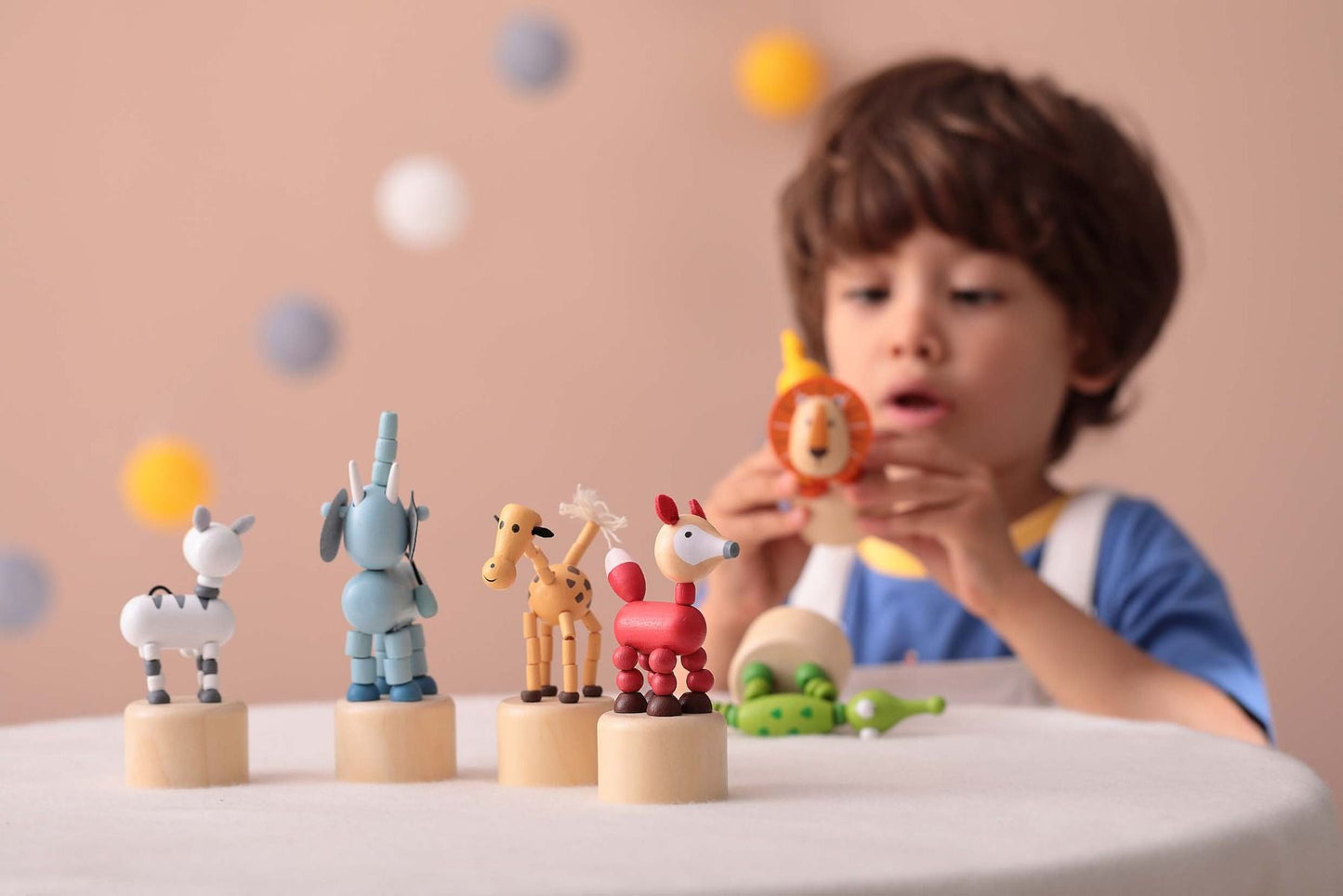 Wooden Jungle Animal Press Toy
