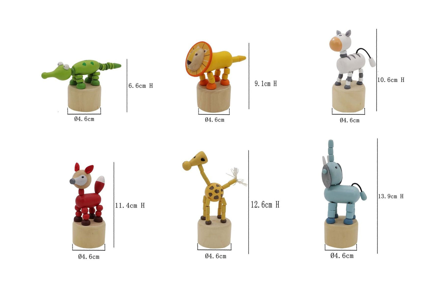 Wooden Jungle Animal Press Toy