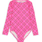 Milky Plaid Check Long Sleeve Swimsuit