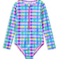 Milky Picnic Check Long Sleeve Swimsuit