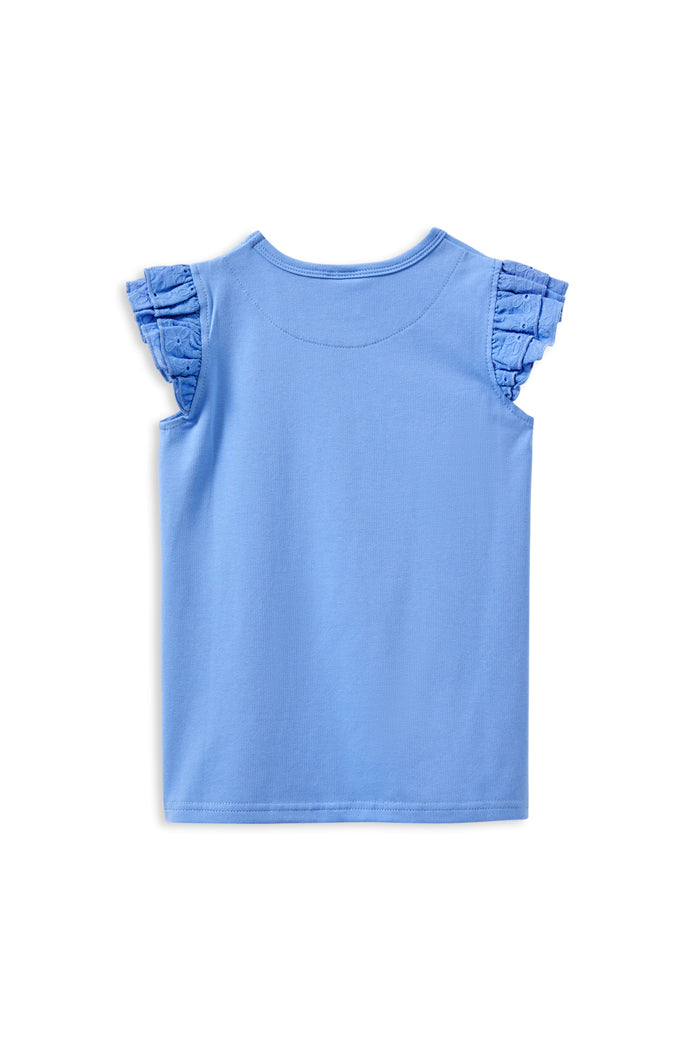 Milky Blue Broderie Frill Tee