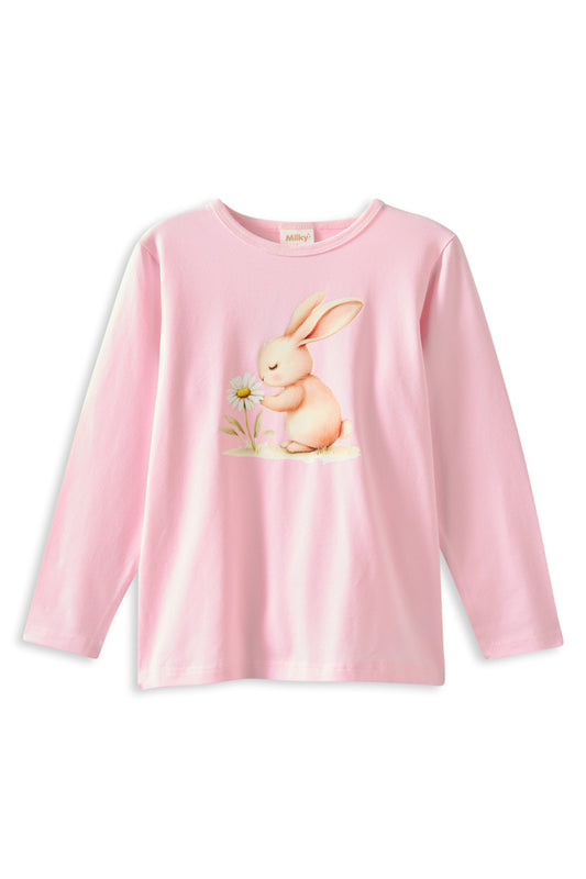 Milky Meadow Bunny Long Sleeve Tee Blush Pink  *Pre-Order*