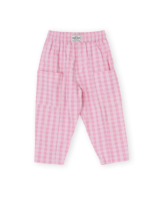 Goldie + Ace Lightweight Gingham Kit Pocket Pant Pink