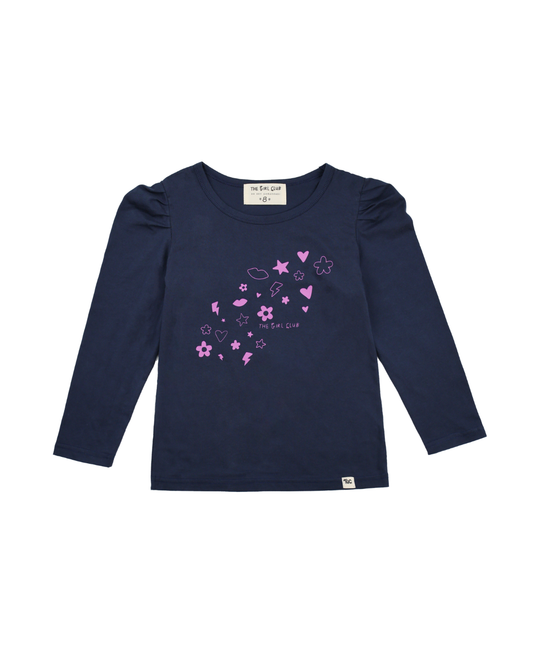 The Girl Club Navy Icons Long Sleeve Tee