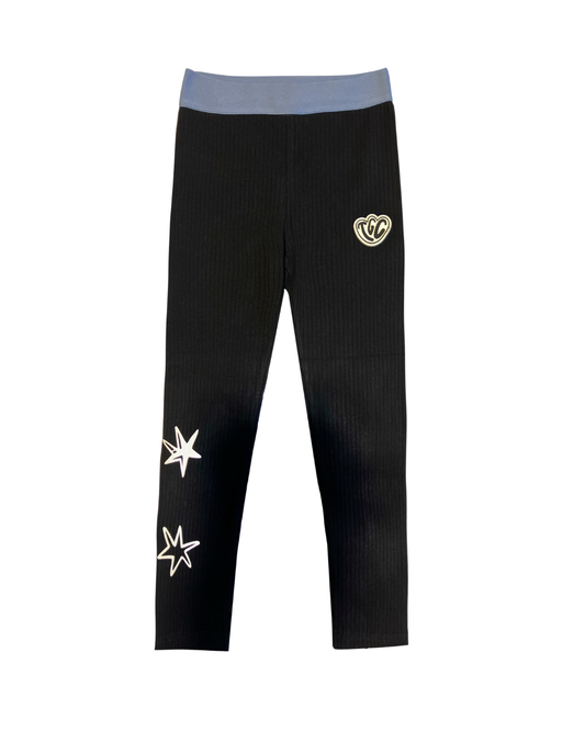 The Girl Club Black Star Rib Legging